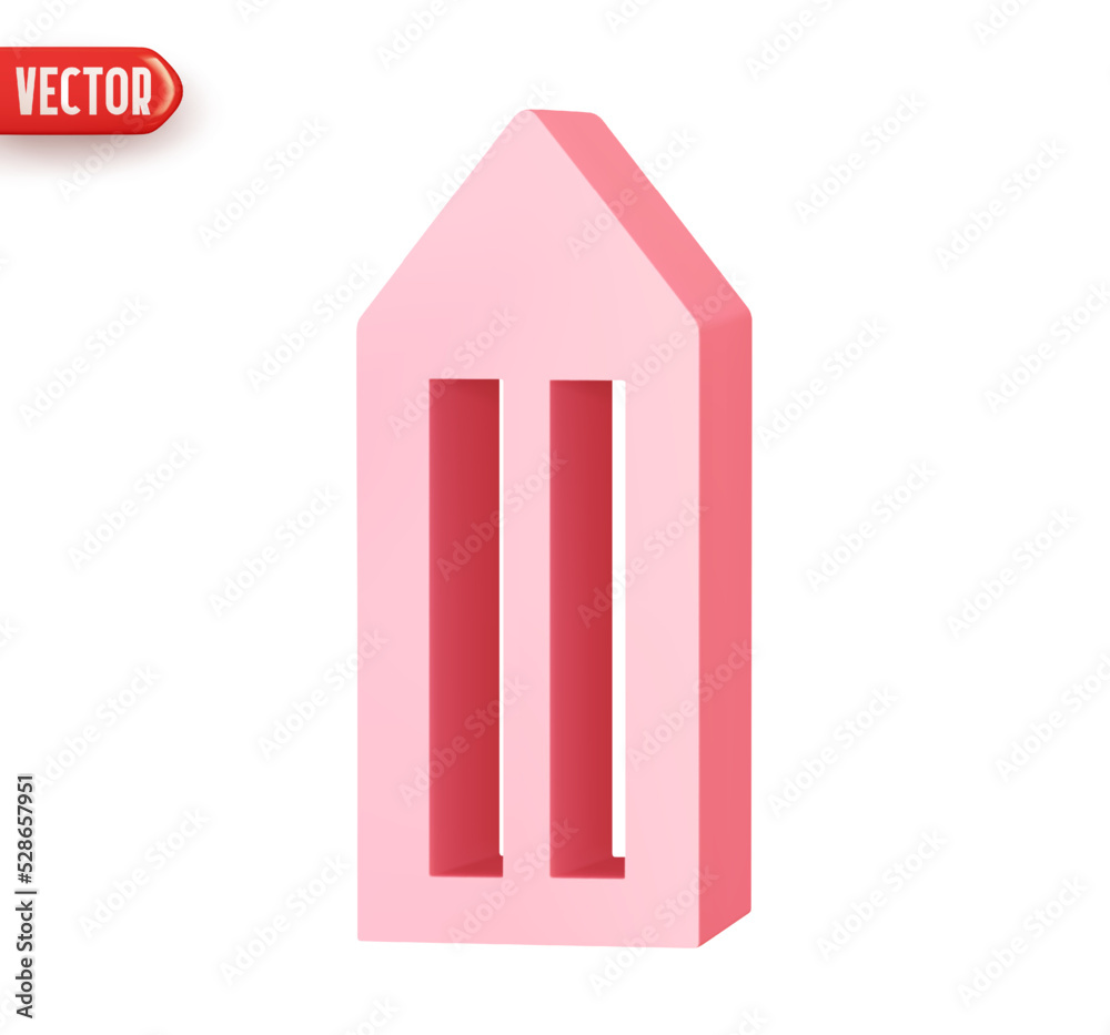 Fototapeta premium House realistic 3d design element In plastic cartoon style. Abstract Small house Icon isolated on white background. Vector illustration