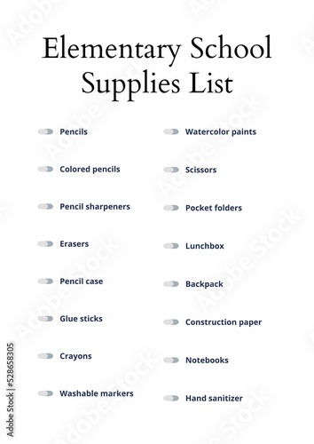 Elementary School Supplies List