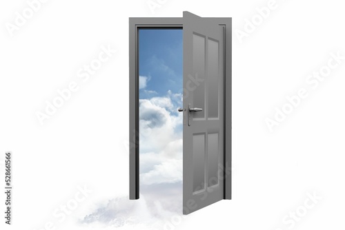 Digital image of cloudy sky seen from open door 
