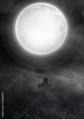 Graphic image of celtic cross and moon
