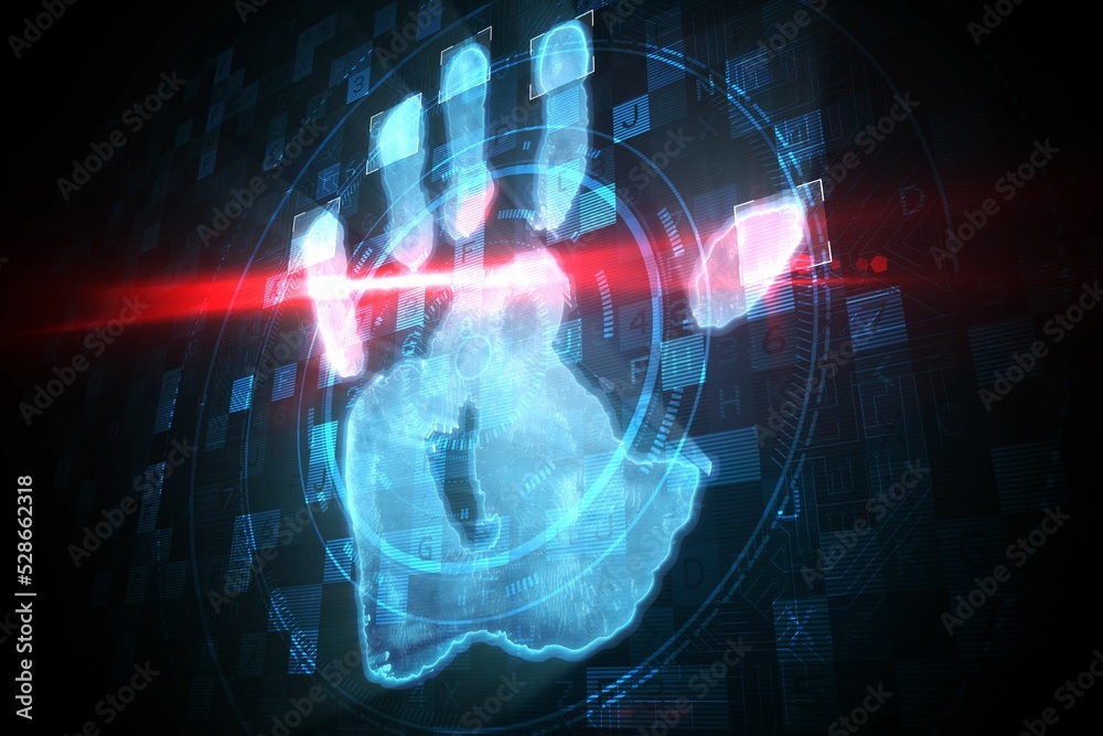 Obraz premium Digital security hand scan