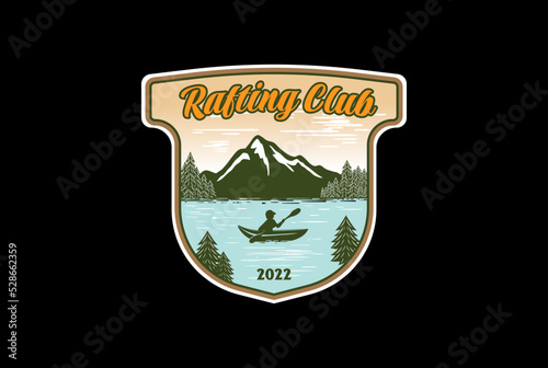 Outdoor Adventure Rafting Kayaking Canoe T Shirt Logo Design