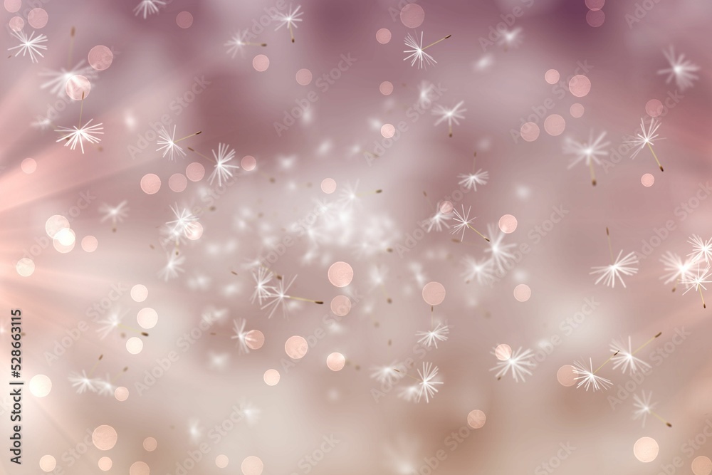 Naklejka premium Digitally generated dandelion seeds on pink background
