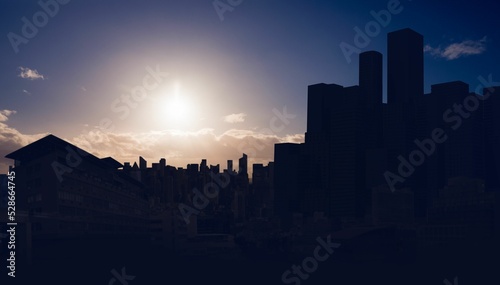 Picture of city by sunrise