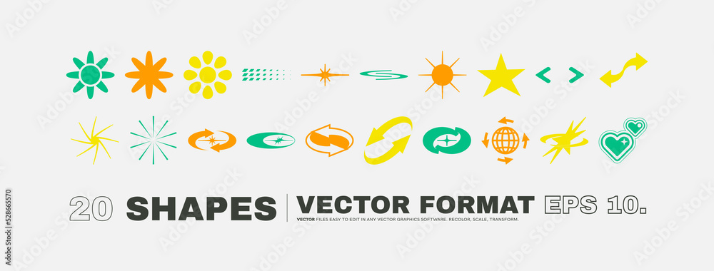 Vector Graphic Assets Set. Bold modern Shapes.