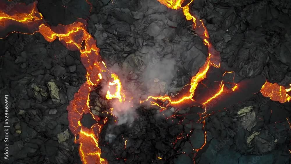 Volcanic Eruption with Lava flow in Iceland Stock ビデオ Adobe Stock