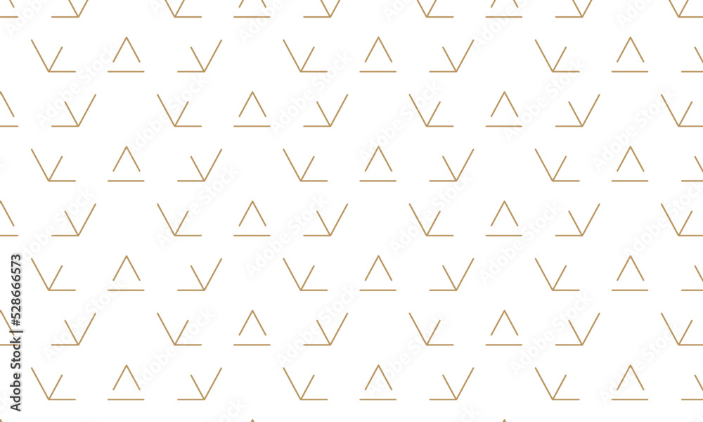 Seamless pattern with abstract geometric line texture, gold on white background. Light modern simple wallpaper, bright tile backdrop, monochrome graphic element