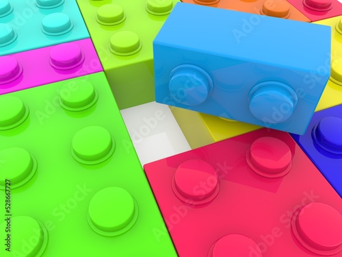 Unfinished construction of colorful toy bricks