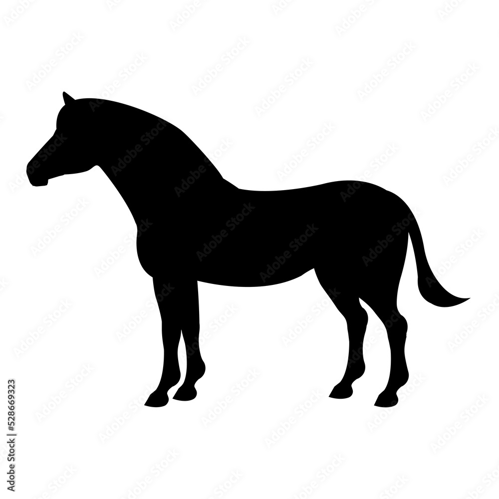 Vector flat zebra silhouette isolated on white background