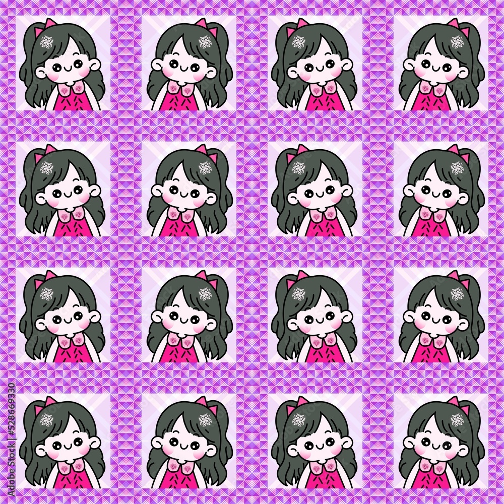 The cute girl design in love seamless pattern The cute girl design in love seamless pattern