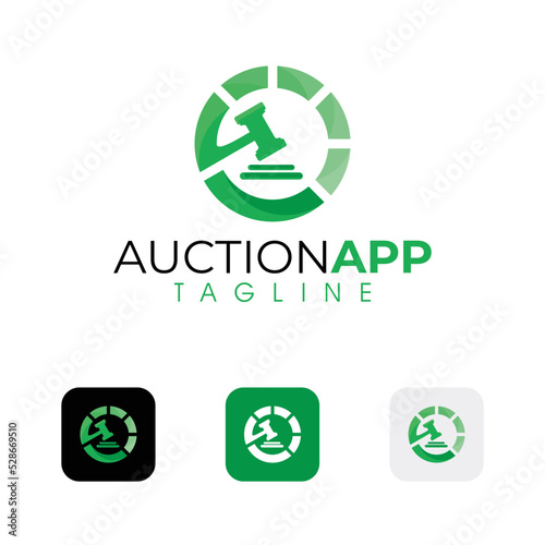 Vector illustration icon with the concept of accessing auction information with a mobile application