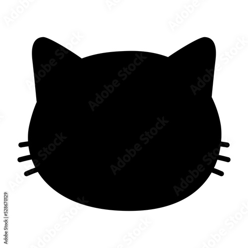Vector flat hand drawn cat face head silhouette isolated on white background