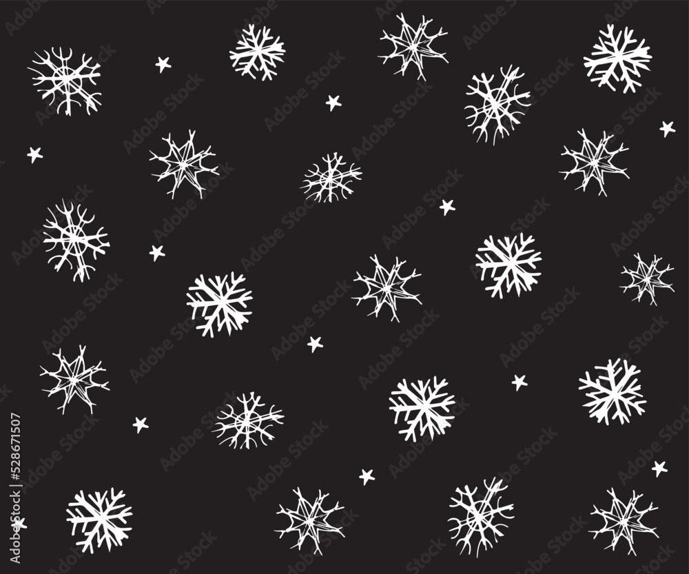 black and white winter doodle grunge pattern with snowflakes black and white winter doodle grunge pattern with snowflakes