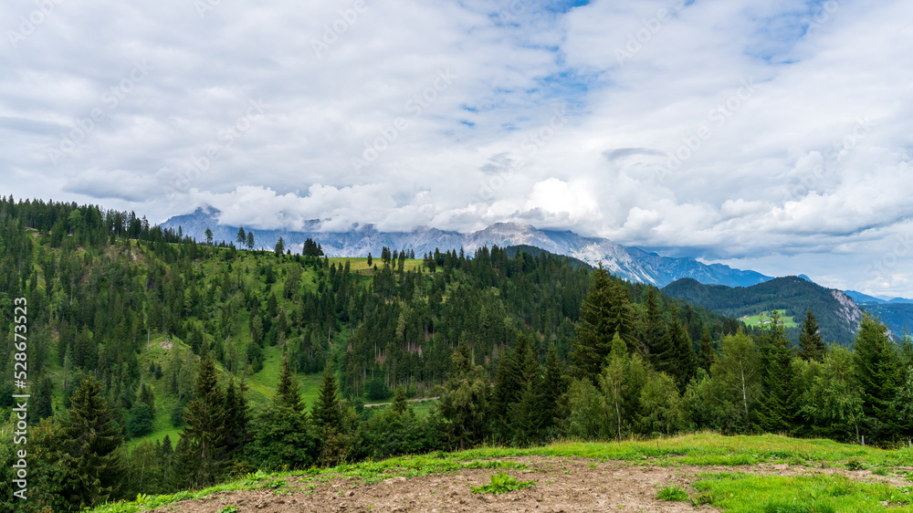 View of the Dachstein Mountains in the Austrian Alps