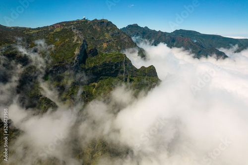 The view of the clouds around the radar dome on Pico do Arieiro. Madeira Island, Portugal. © Marta