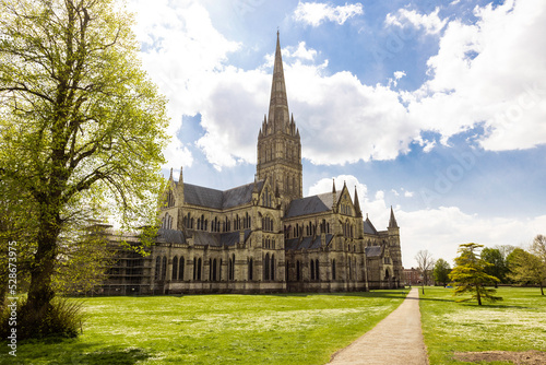 Salisbury Cathedral. Cathedral Church of the Blessed Virgin Mary. The Anglican gothic cathedral in Salisbury; England; UK 
 photo