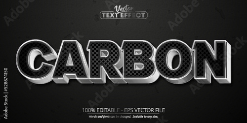 Carbon text effect, editable metallic silver text style