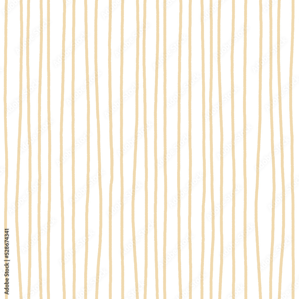 Fototapeta premium Uneven vertical beige stripes on white background. Hand drawn watercolour seamless pattern. For all types of surface design: textile, wrapping paper, wallpaper, stationery and packaging design