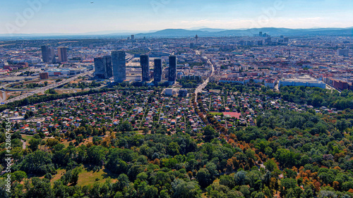 Photography Vienna downtown district and urban skyline aerial view in Austria