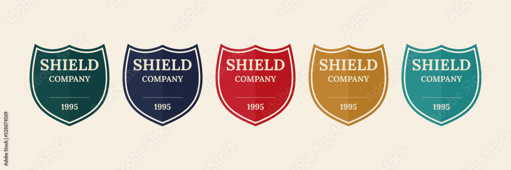 Shield badge design for business company certified. Security icon retro. Vector illustration defense emblem. Shield badge design for business company certified. Security icon retro. Vector illustration defense emblem.