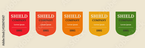 Shield badge company certified. Vector security emblem design.