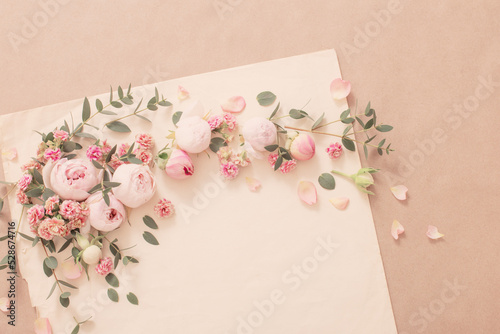 beautiful roses on background old paper