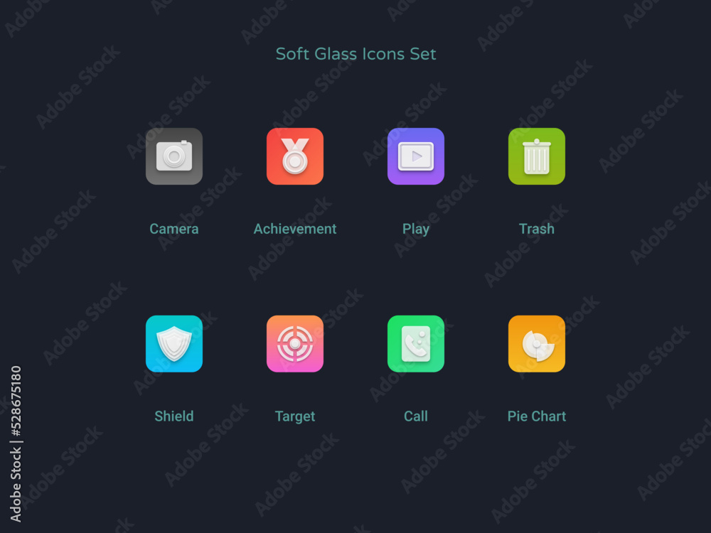 Soft Glass Icons Set Soft Glass Icons Set