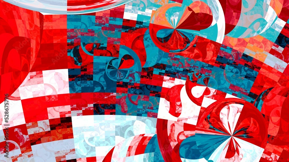 Naklejka premium Red stained glass fractal, computer generated abstract background,