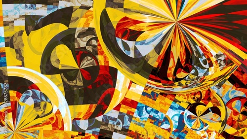 Solar stained glass fractal, computer generated abstract background,