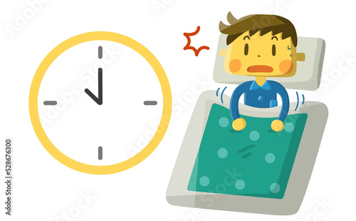 寝坊して慌てる男の子
