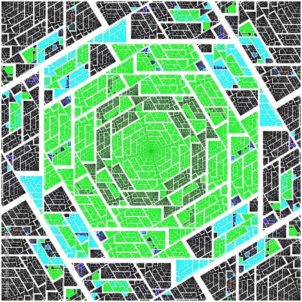 Fototapeta premium Colorful stained glass square fractal, computer generated abstract background,