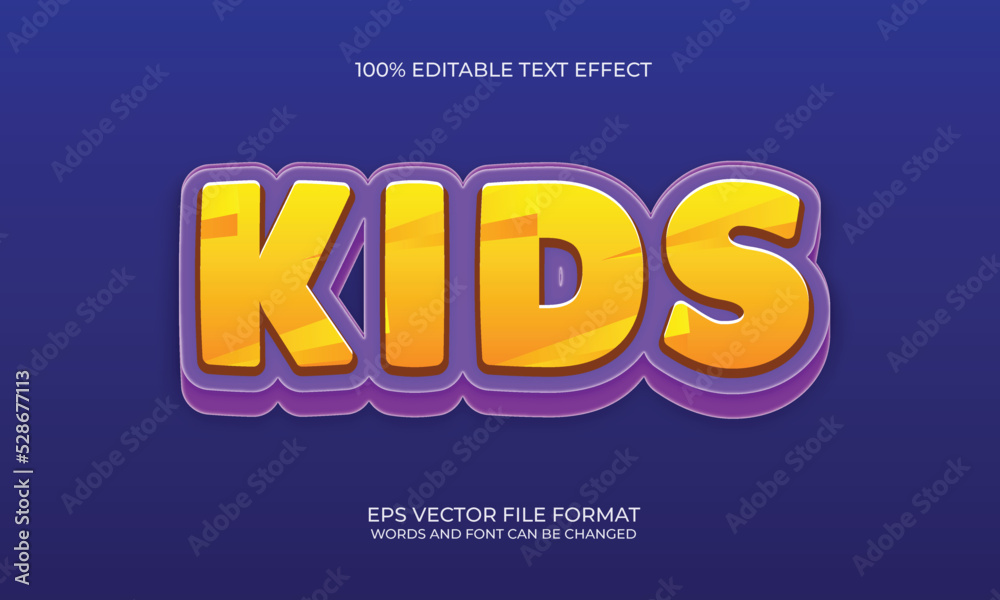 Kids 3d editable text effect style with background, Kids editable text effect, vector