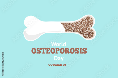 World Osteoporosis Day. Osteoarthritis of human anatomical bones. Information poster about diseases of bone system and osteoporosis to prevent loss of bone density