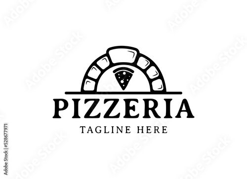 Italian pizza restaurant vintage style design logo. symbols for food and drink and restaurants.