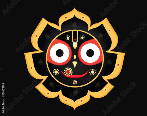  Lord Jagannatha. Indian God of the Universe on black background