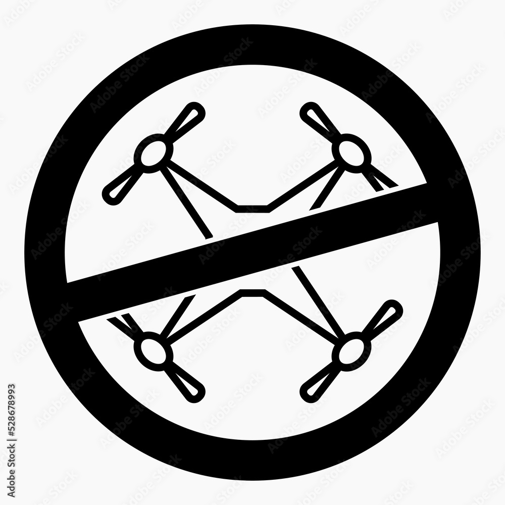 Drone ban. Do not fly a quadcopter. Drone flying is prohibited. Drone