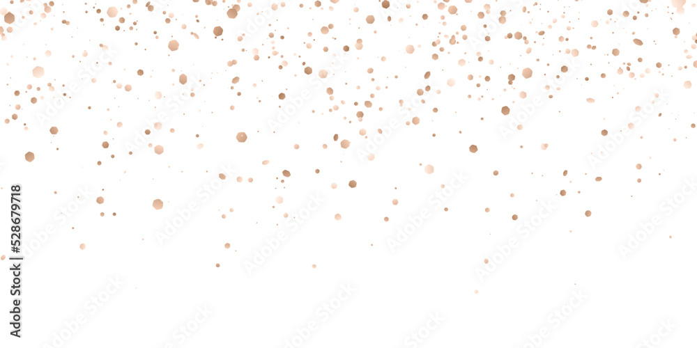 Bronze gold glitter confetti on white background. Vector