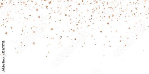 Bronze gold glitter confetti on white background. Vector