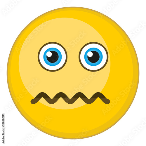 Confounded face emoji. Round yellow emoticon. Frustration symbol