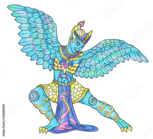 Colorful Thailand and Indian demons and creatures fantasy illustration, mythology and cultural concept