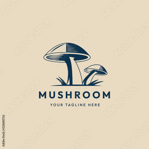mushroom vintage logo, icon and symbol, vector illustration design