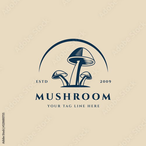 mushroom vintage logo, icon and symbol, vector illustration design