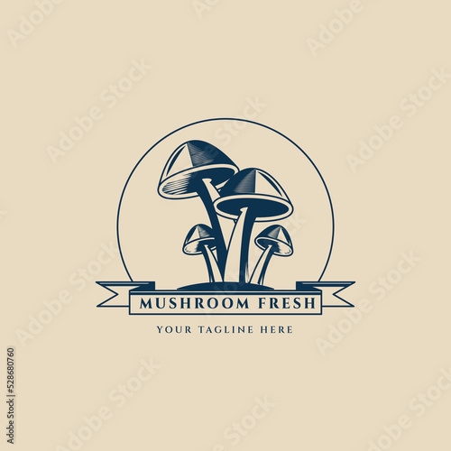 mushroom vintage logo, icon and symbol, vector illustration design