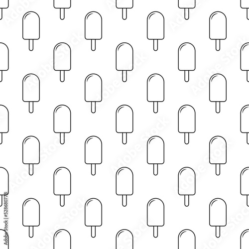 Ice cream seamless doodle pattern. Vector illustration.