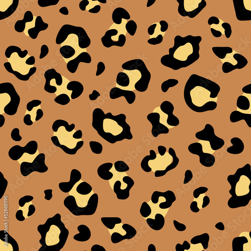 Seamless pattern with leopard skin. Flat vector illustration. For printing on T-shirts and other purposes.