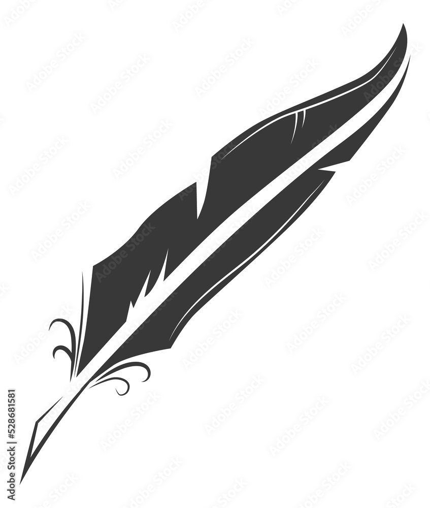 Quill icon. Bird feather. Retro writing tool