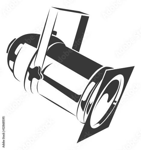 Stage lighting lamp. Spotlight in simple style. Projector icon