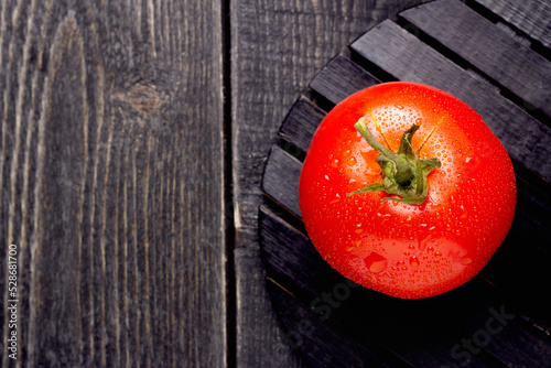 Ripe red tomatoes  Vegetables on a wooden table top view background
