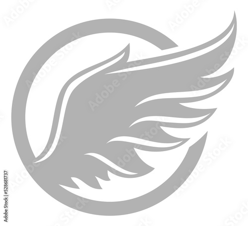 Fototapeta Naklejka Na Ścianę i Meble -  Bird wing silhouette in ring. Vintage logo. Flight symbol