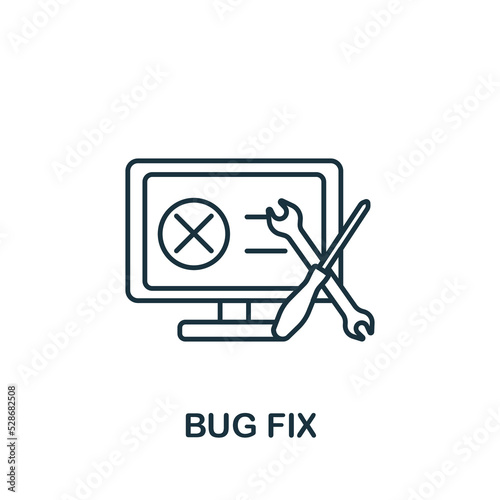 Bug Fix icon. Monochrome simple Web Design icon for templates, web design and infographics